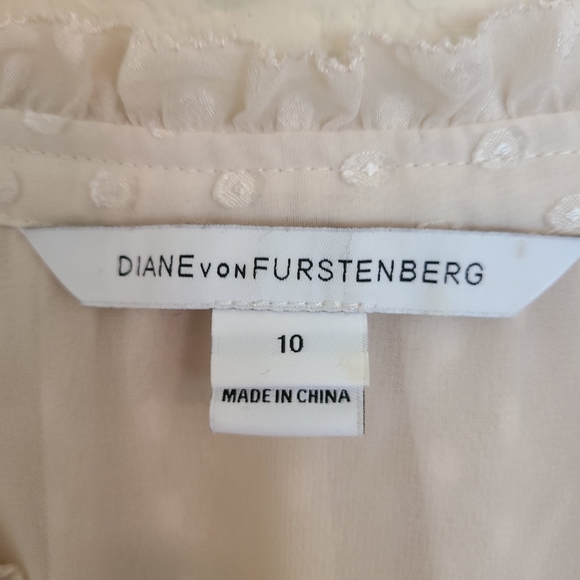 Diane Von Furstenberg Swiss dot cream long sleeved blouse - Picture 11 of 13